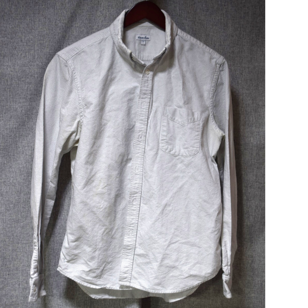 Steven Alan White & Blue Stripe Button Down Shirt Size Large Made in USA